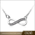 OUXI Fashion Jewelry 18K Rhodium Zinc Alloy Long Chain Necklace 8 Shape CZ Necklace